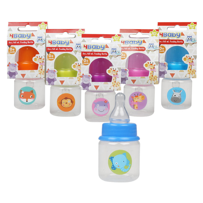 2 oz 4Baby Silicone Nipple Hood Cap Baby Bottle- 6 Assortments - Offpricebundles