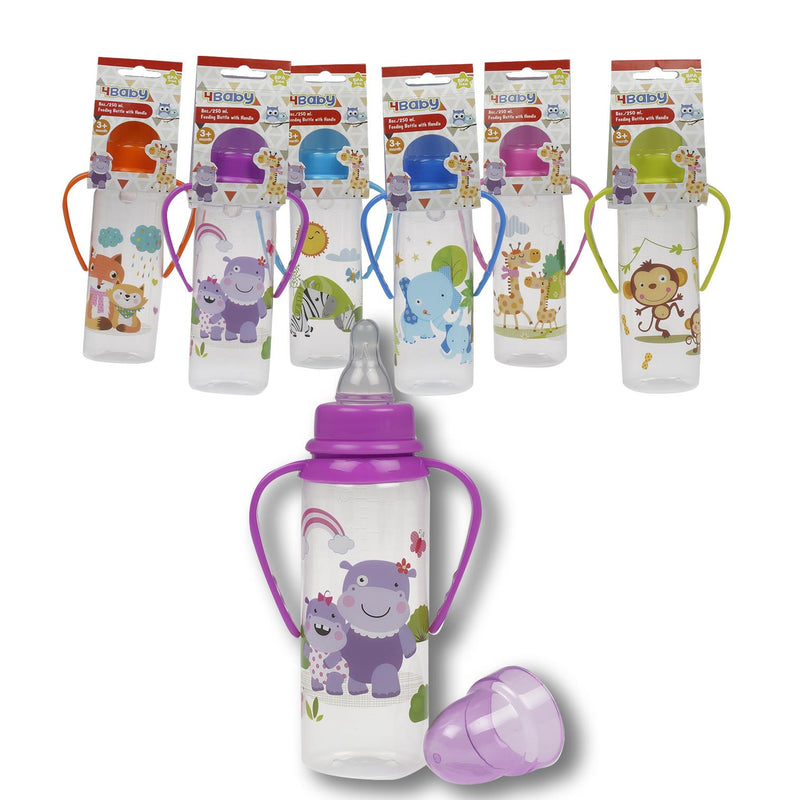 8 oz 4Baby Baby Bottle with Handle- 6 Assortments - Offpricebundles