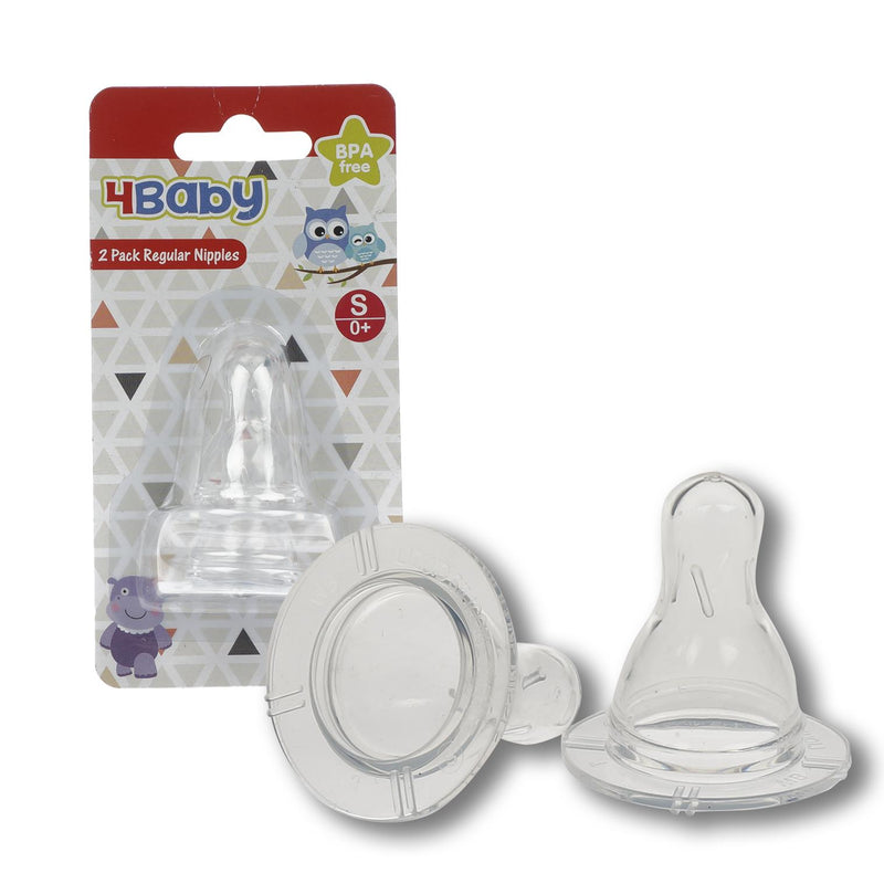 4Baby 2 pack Regular Neck Silicone Nipple - Offpricebundles