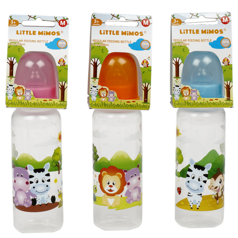 8 oz Little Mimos Baby Bottle with Silicone Nipple- 3 Assortments - Offpricebundles