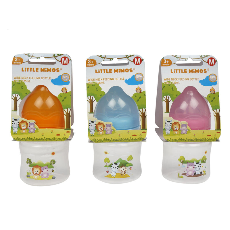 4 oz Little Mimos Baby Bottle with Silicone Nipple- 3 Assortments - Offpricebundles