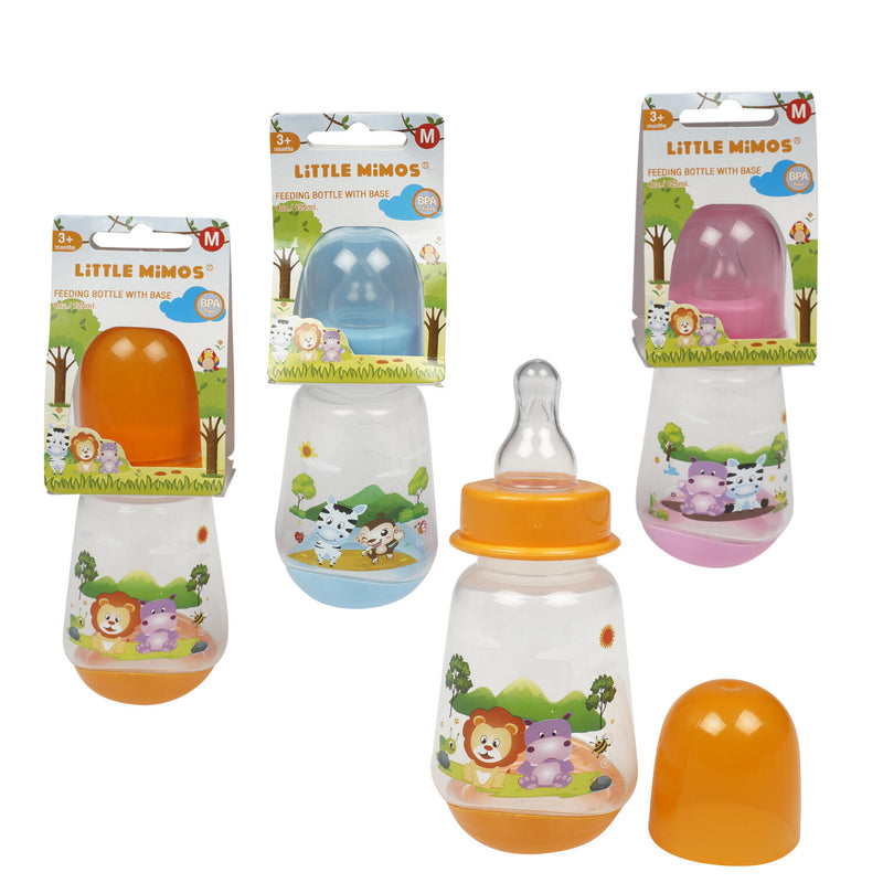 4 oz Little Mimos Baby Bottle with Base & Silicone Nipple- 3 Assortments - Offpricebundles