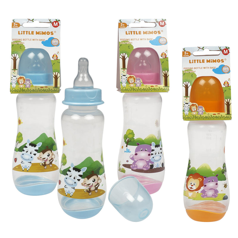 8 oz Little Mimos Baby Bottle with Base and Silicone Nipple- 3 Assortments - Offpricebundles