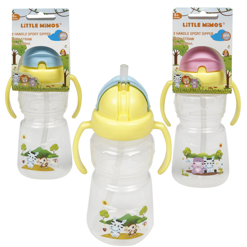 Little Mimos 8 oz Twin Handle Sports Training Cup with Straw 6M+ - Offpricebundles