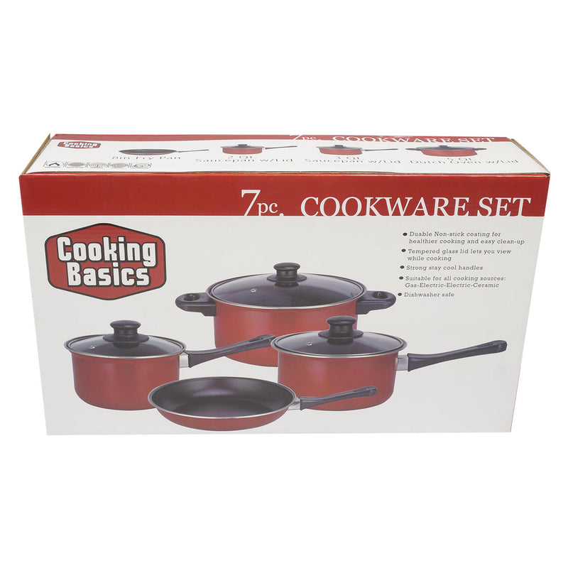 7 Piece Red Non-Stick Cookware Set | Pots and Pans Set - Offpricebundles