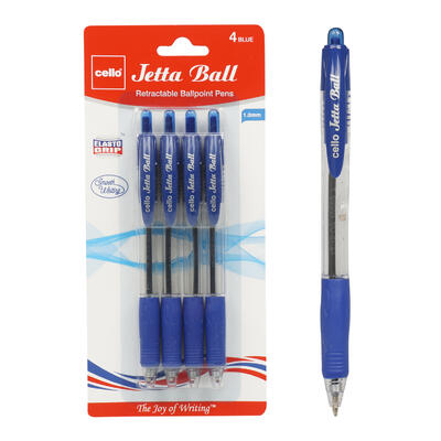 4pk BALLPOINT JETTA BLUE PENS - Offpricebundles