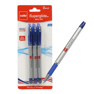 3pk SUPERGLIDE BLUE PENS - Offpricebundles