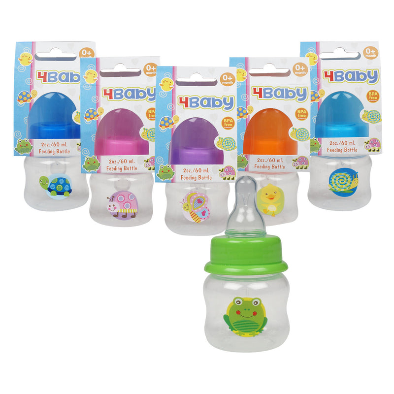 2 oz 4Baby Baby Bottle with Silicone Nipple- 6 Assortments - Offpricebundles