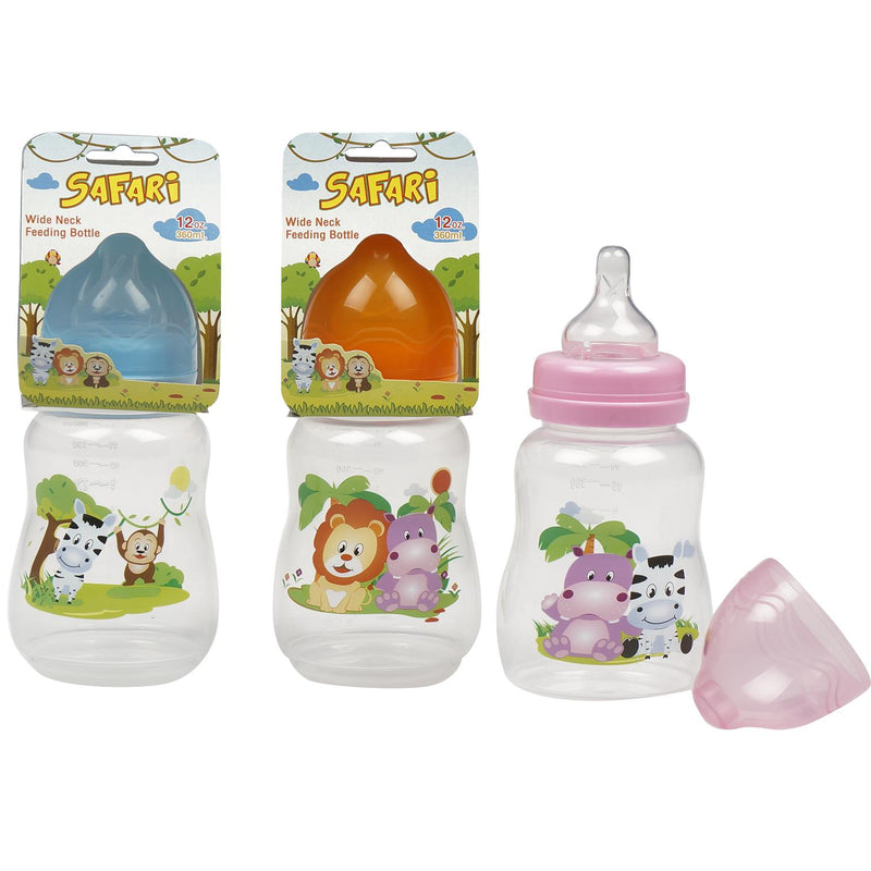 12 oz Safari Baby Bottle Wide Neck with Silicone Nipple - Offpricebundles