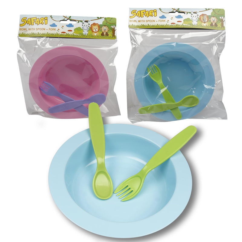 Safari Baby Bowl with Spoon and Fork Set - Offpricebundles