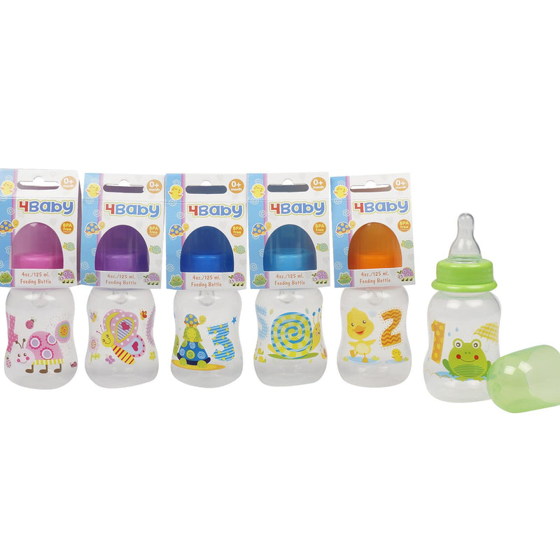 4 oz 4Baby Silicone Nipple Hood Cap Baby Bottle- 6 Assortments - Offpricebundles