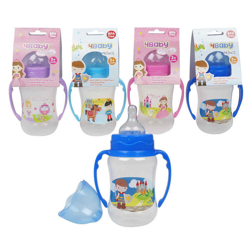 8 oz 4Baby Baby Bottle Wide Neck with Silicone Nipple & Handles - Offpricebundles