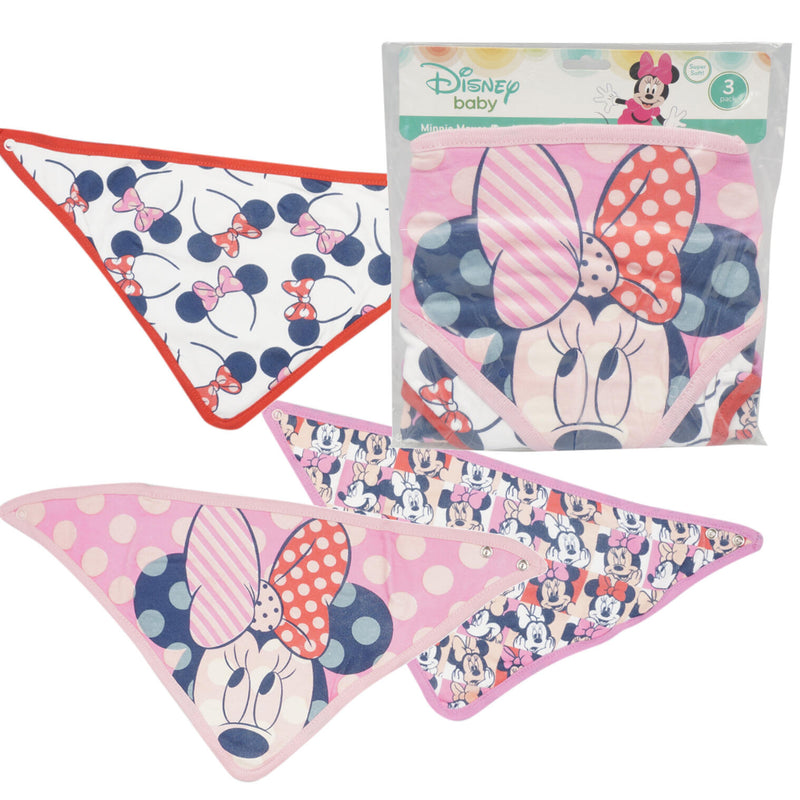 3 Pack Minnie Mouse Bandana Bibs- Assorted - Offpricebundles