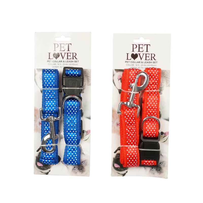 Pet Collar and Leash Set- 2 Assorted Colors