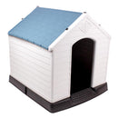 38" White Dog House with Blue Roof