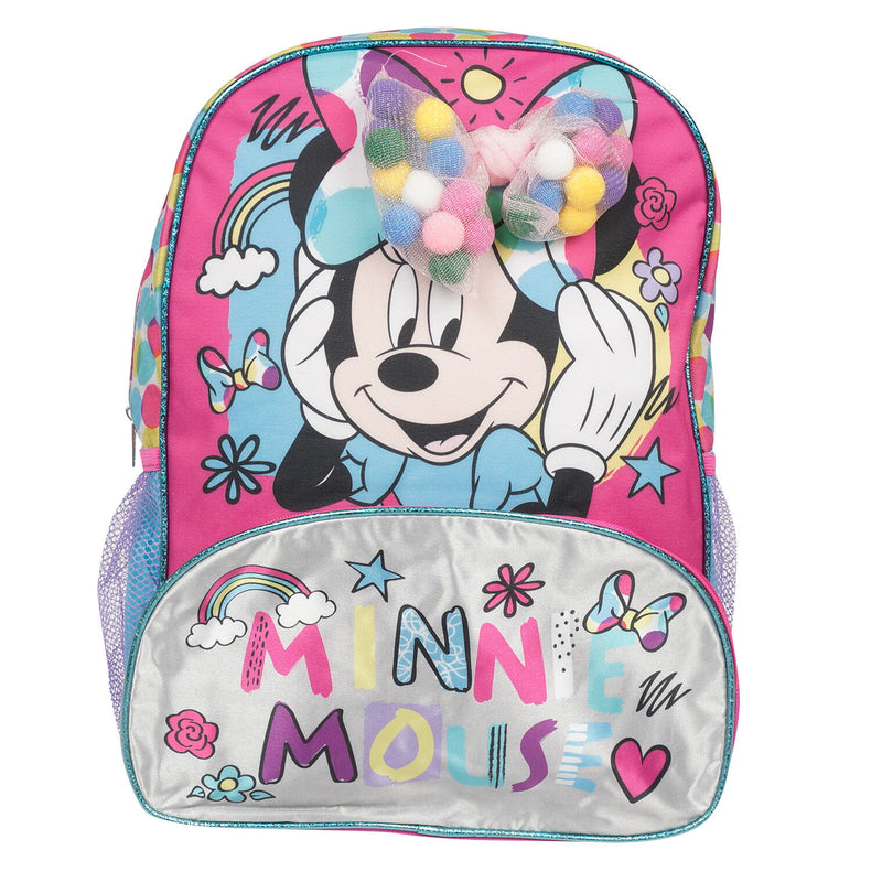 15" Pink with Blue Minnie Mouse Backpack - Offpricebundles