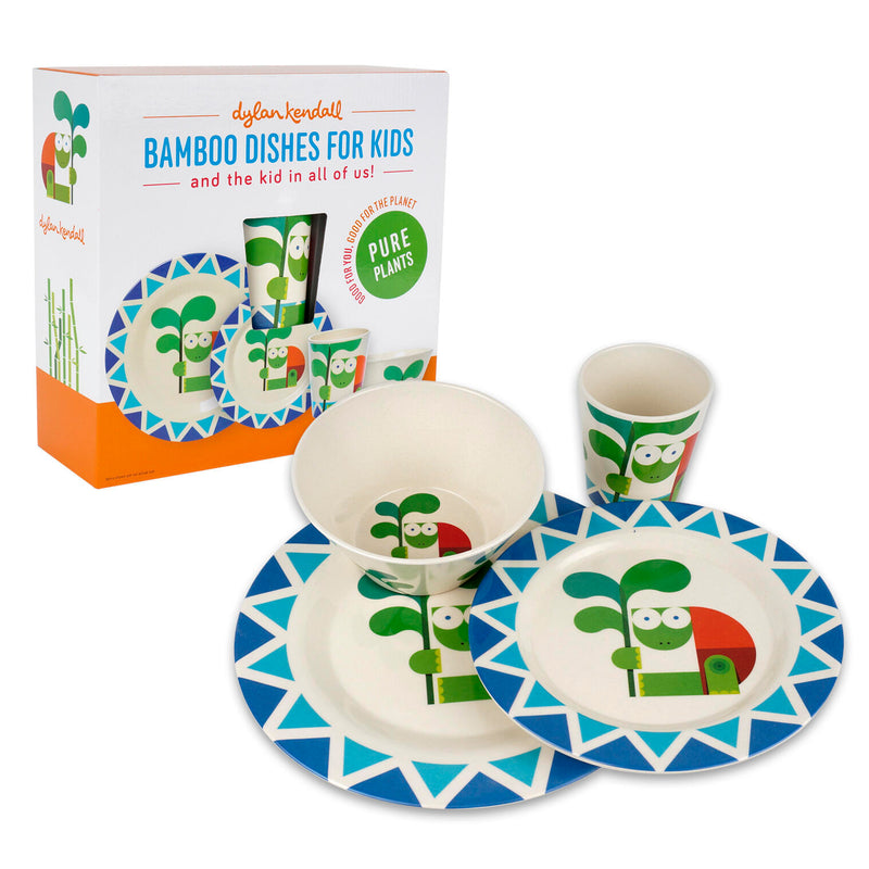 Dylan Kendall 4-piece Bamboo Dinnerware Set with Turtle Art - Offpricebundles