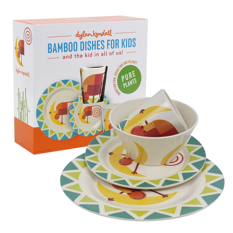 Dylan Kendall 4 piece Monkey Bamboo Dish Set for Kids - Offpricebundles