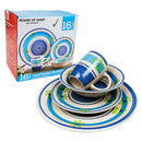 16 Piece Blue Hand Painted Dinnerware Set