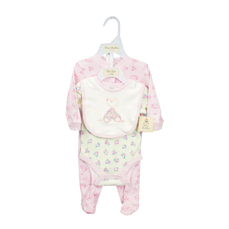 3 Piece Baby Pink Layette Set- 0-12M - Offpricebundles