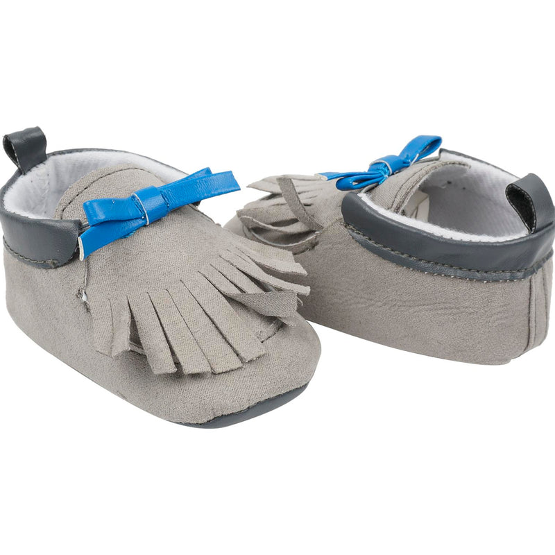 Cutie Pie Grey and Blue Baby Moccasins- 4 Assortments - Offpricebundles