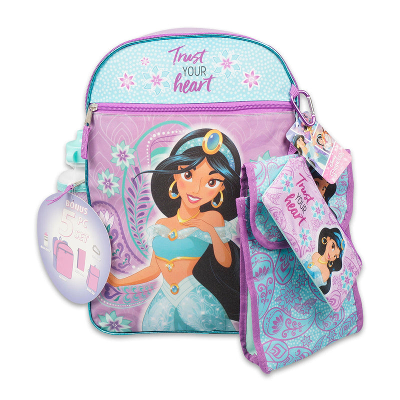 5 Piece Princess Jasmine Backpack Set - Offpricebundles