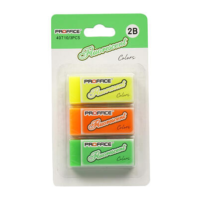 3 Piece Neon Eraser Pack - Offpricebundles