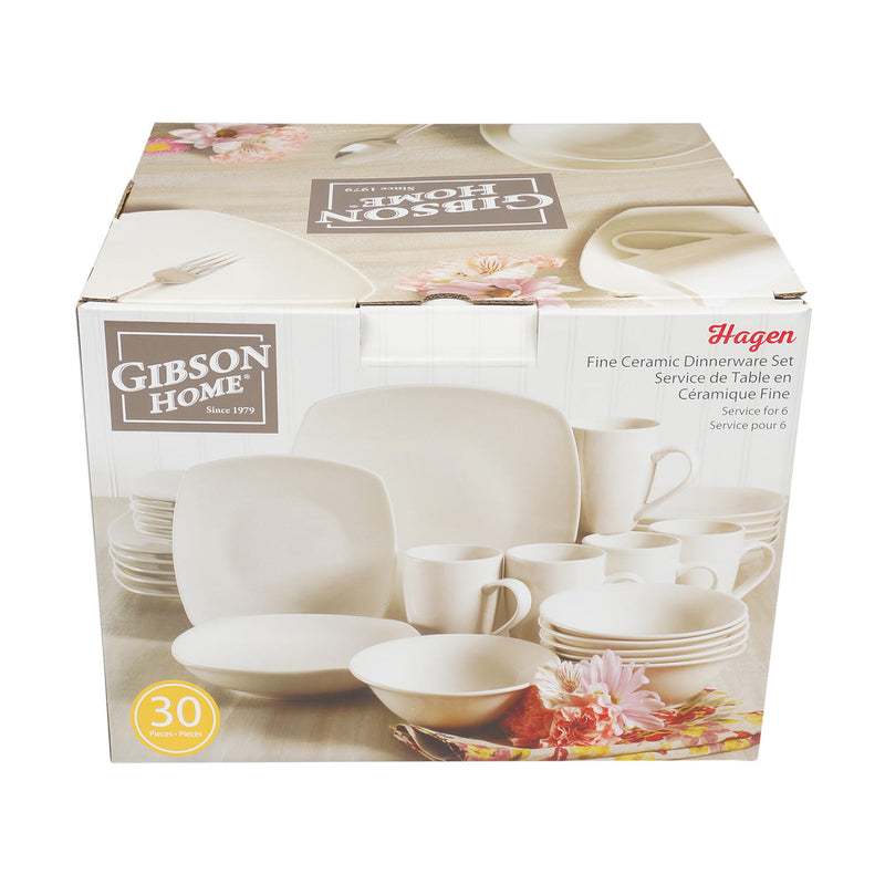 30 Piece Gibson White Hagen Dinnerware Set | Dishes Set - Offpricebundles