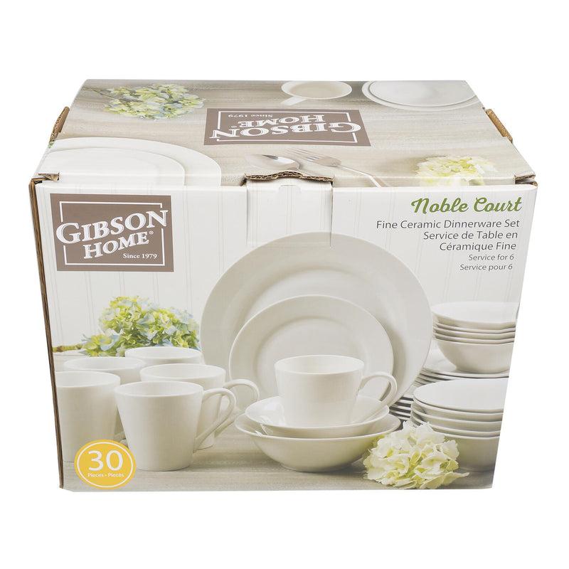 30 Piece Gibson White Noble Court Dinnerware Set | Dishes Set - Offpricebundles