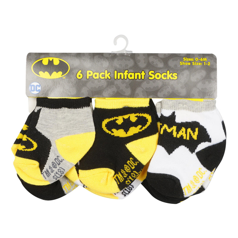 6 Pack DC Comics Infant Batman Boys Sock Set- 0-6M - Offpricebundles