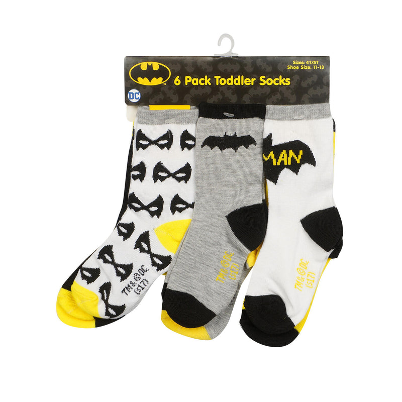 6 Pack DC Comics Toddler Batman Boys Sock Set- 4T-5T - Offpricebundles