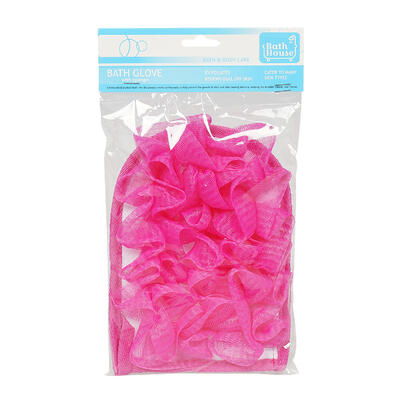 Bath Glove with Sponge 8"- Pink