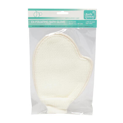 Exfoliating Bath Mitt with Nylon 8"- Cream