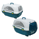 Plastic Pet Carrier - 13"- 2-Tone Teal and Grey