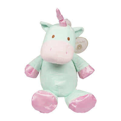 Unicorn Pram Toy with Rattle- 20" Green with Pink