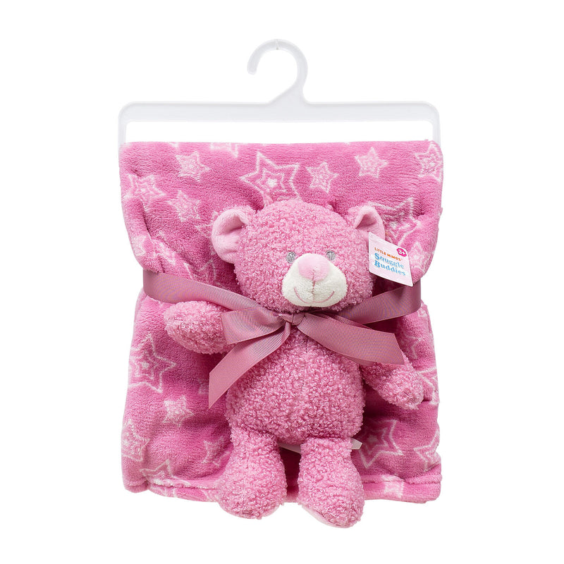 Little Mimos Baby Blanket W/ Bear Plush- Pink - Offpricebundles