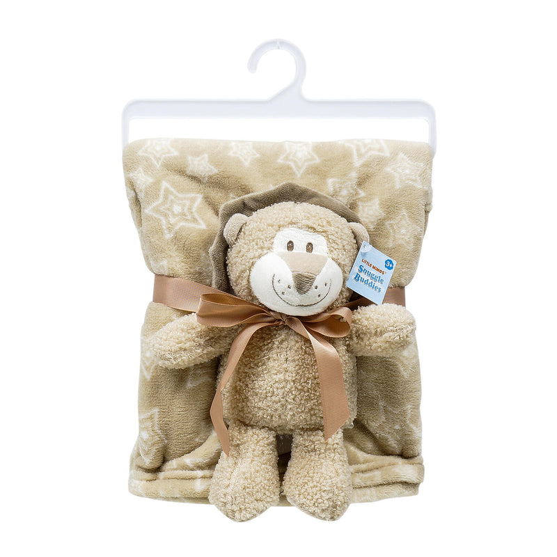 Little Mimos Baby Blanket W/ Lion Plush- Beige - Offpricebundles