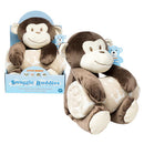 Little Mimos Baby Blanket W/ Monkey Plush- Brown and Beige - Offpricebundles