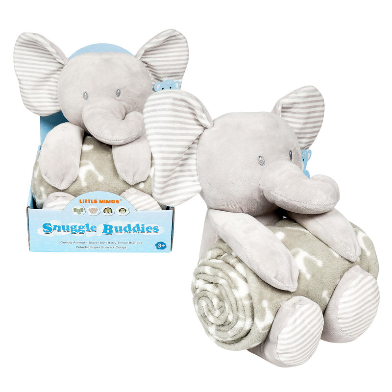 Little Mimos Baby Blanket W/ Monkey Plush- Grey and White - Offpricebundles