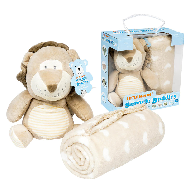 Little Mimos Baby Blanket W/ Lion Plush- Beige and White - Offpricebundles