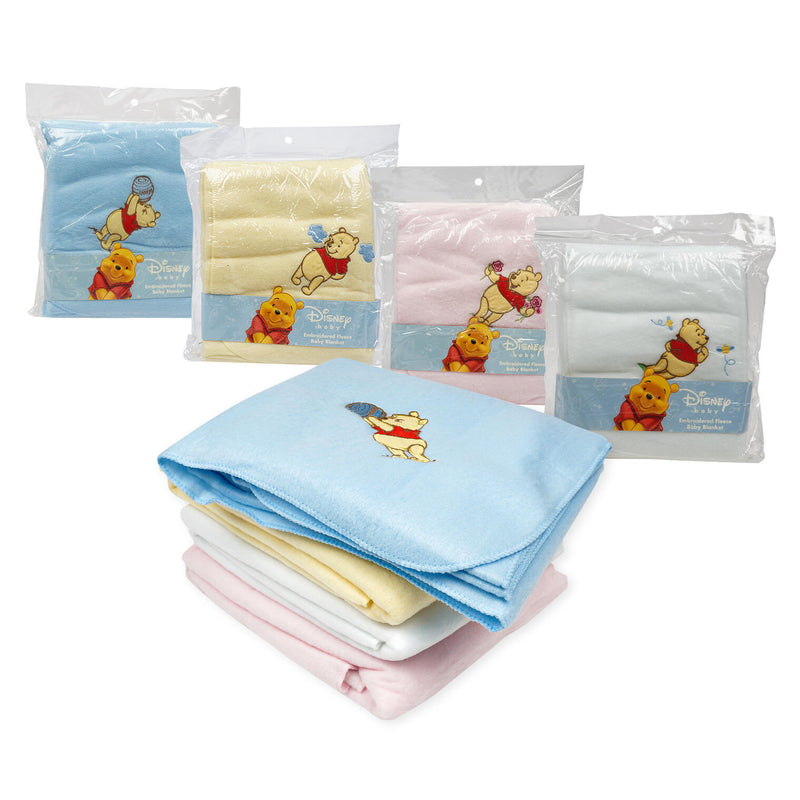 Disney Winnie The Pooh Embroidered Fleece Baby Blanket - Offpricebundles