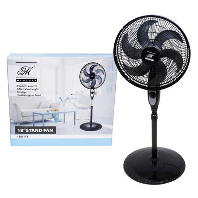 3-Speed Electric Stand Fan- 18"- Black