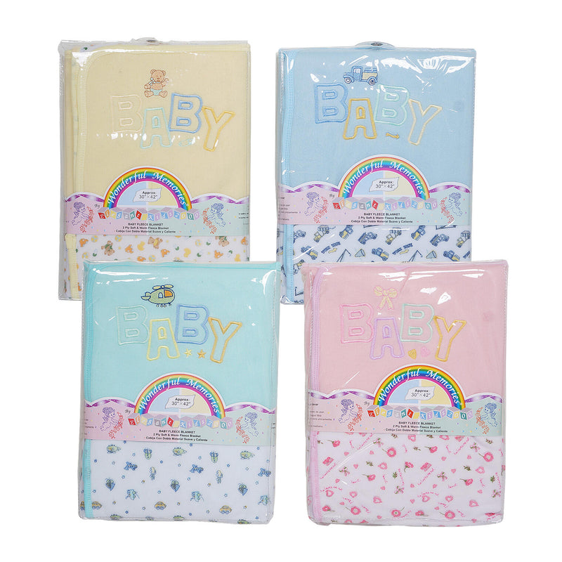 Baby Fleece Blanket 2 ply 30" X 42"- 4 Assortments - Offpricebundles