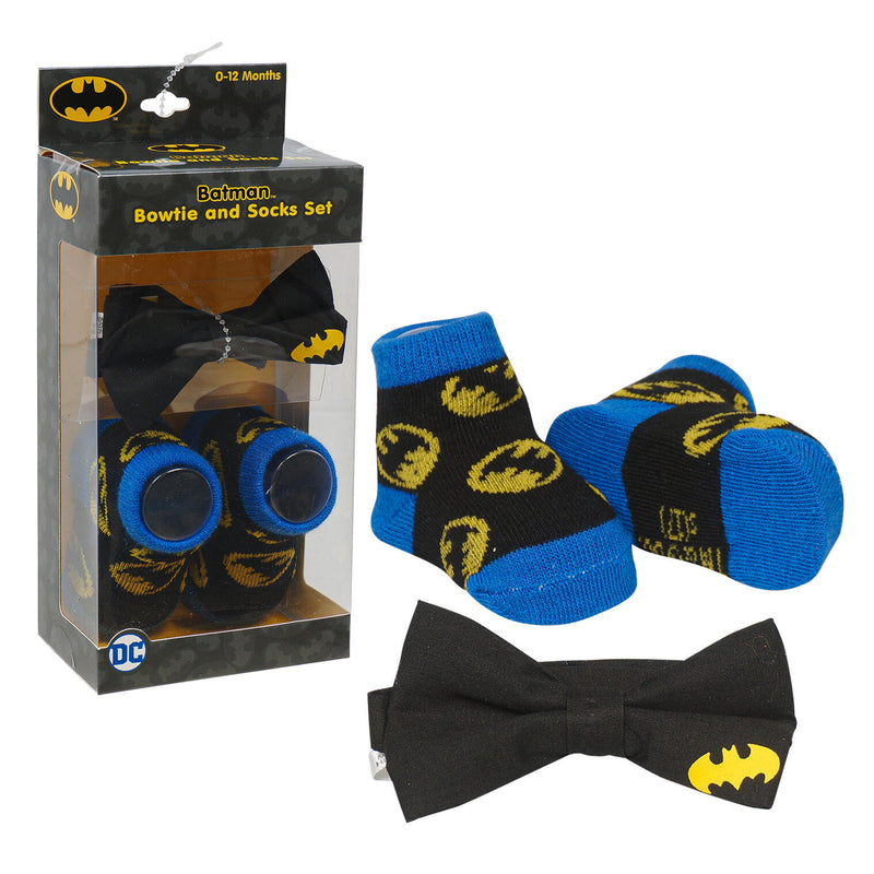 DC Comics Baby Boys Superhero Bowtie & Sock Set 0-12M - Offpricebundles