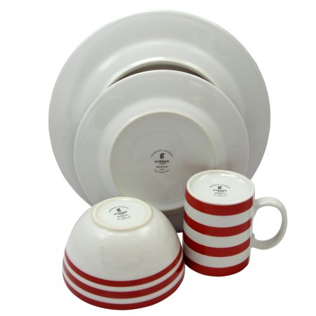 Just Dine Bistro Edge 16 Piece Dinnerware Set in Red | Dishes Set - Offpricebundles